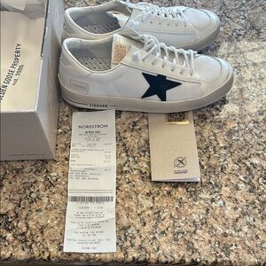 Golden Goose White Sneakers with Black Star Accent